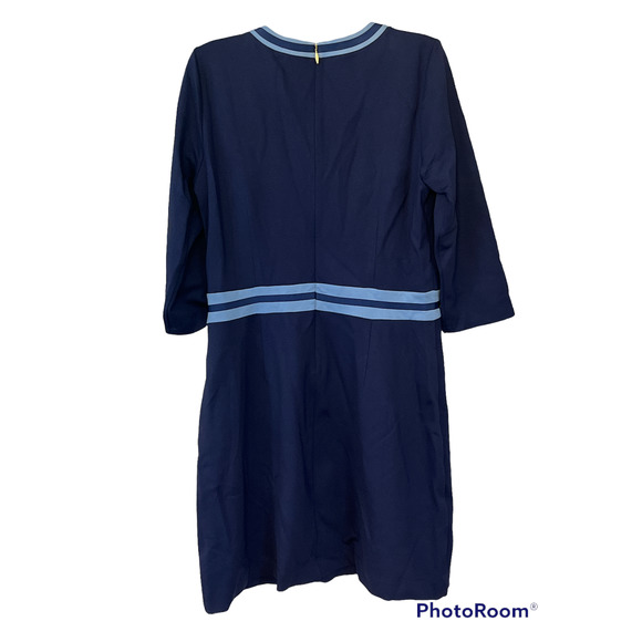Draper James Solid Persley Ponte Dress Large Two Tone Navy Blue Striped NWT - Picture 4 of 7